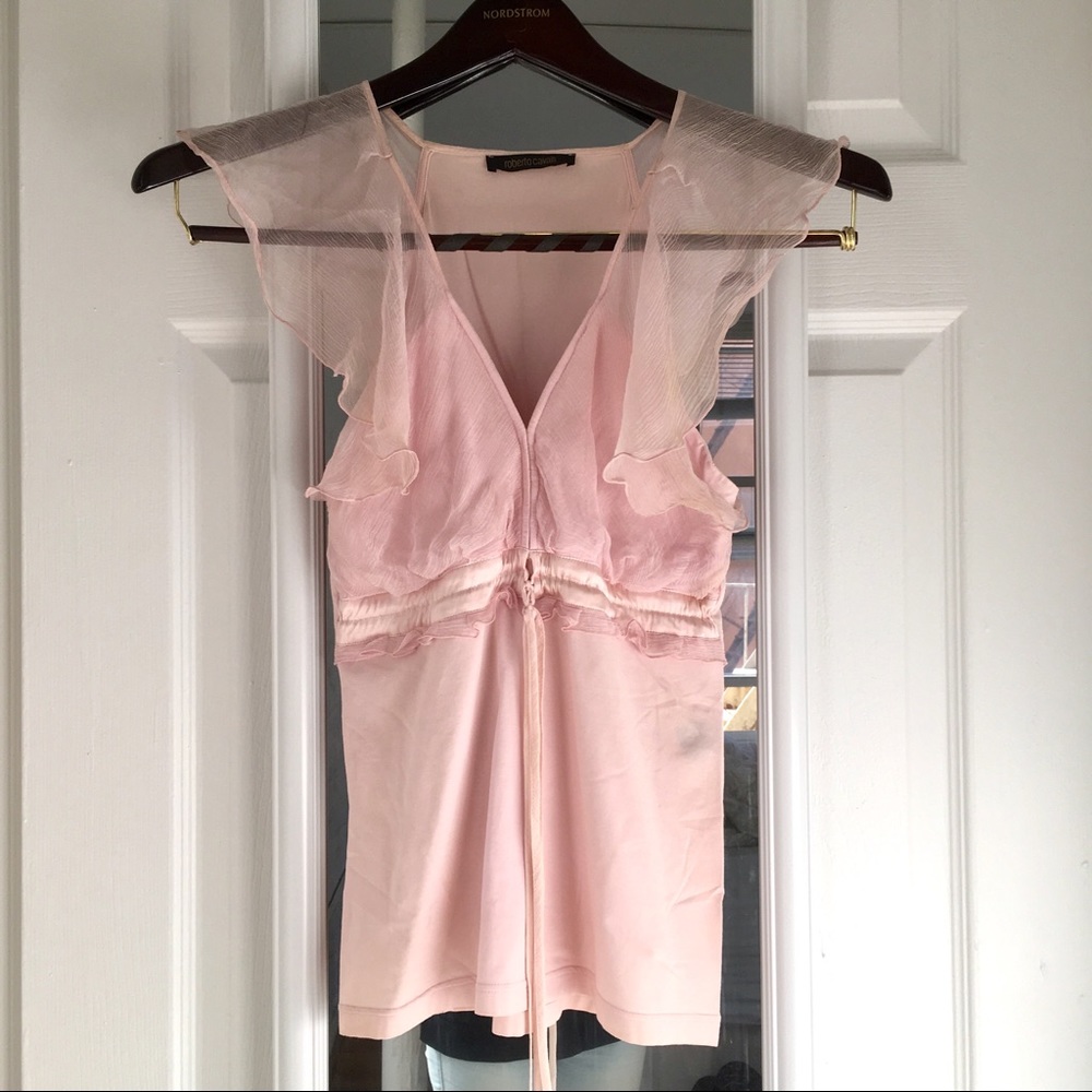 Roberto Cavalli Pink Tulle Top